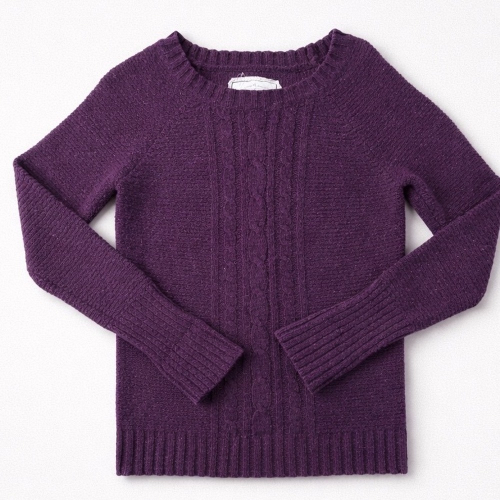 Y2K Mossimo Supply Co Purple Cable Knit Wool Blend Cable Knit Sweater Small - Picture 1 of 5